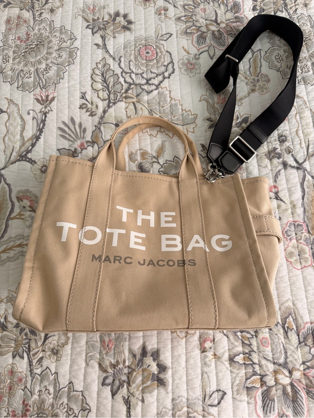 Marc Jacobs Beige Canvas Tote with Removable Black Strap